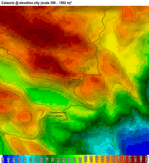 Calascio elevation map