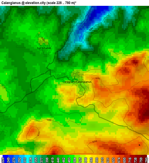 Calangianus elevation map