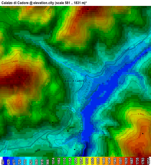 Calalzo di Cadore elevation map