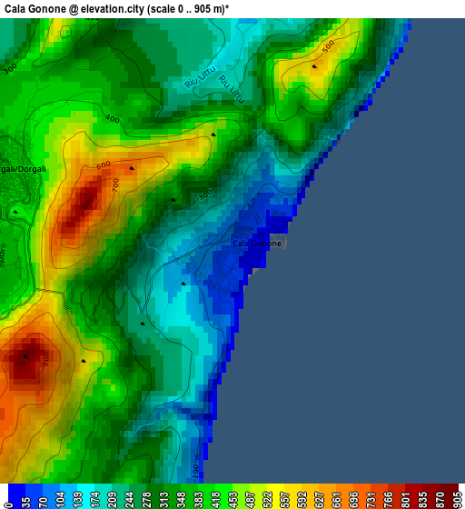 Cala Gonone elevation map