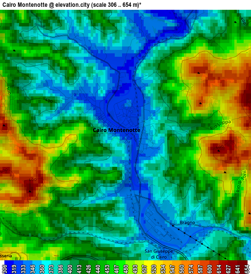 Cairo Montenotte elevation map