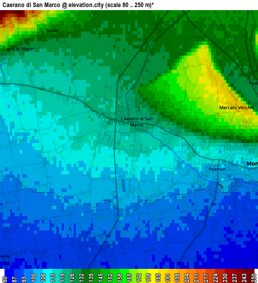 Caerano di San Marco elevation map