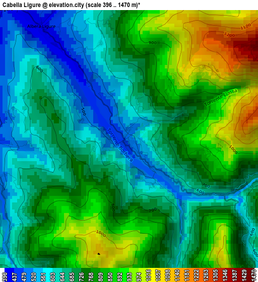 Cabella Ligure elevation map