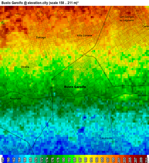 Busto Garolfo elevation map