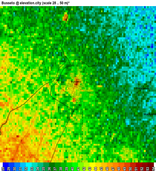 Busseto elevation map