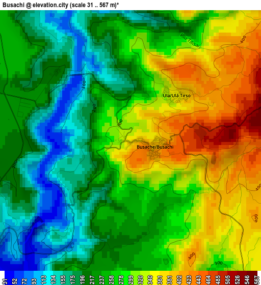 Busachi elevation map