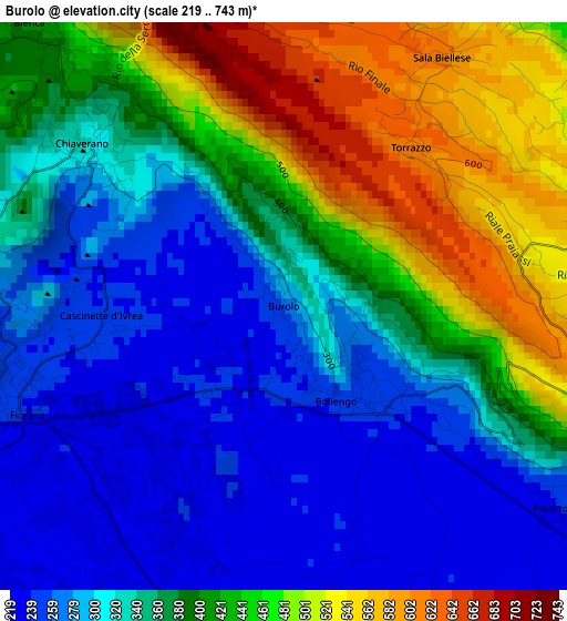 Burolo elevation map