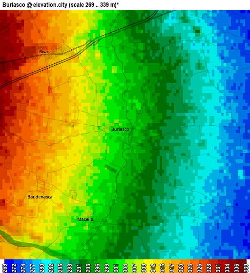 Buriasco elevation map