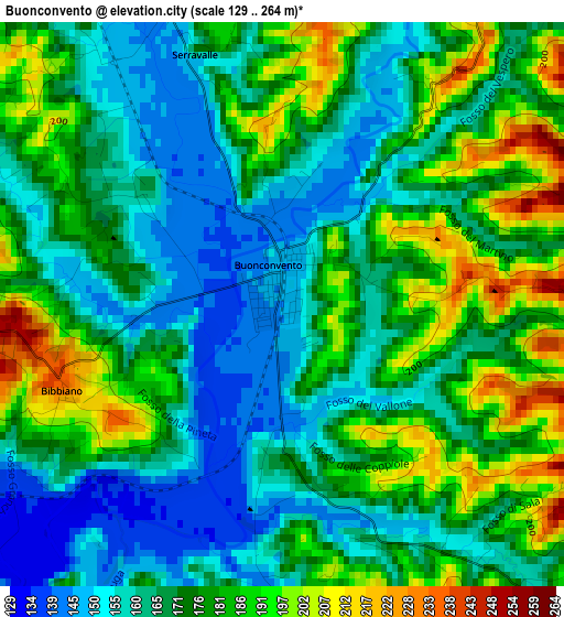 Buonconvento elevation map