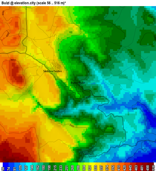 Bulzi elevation map