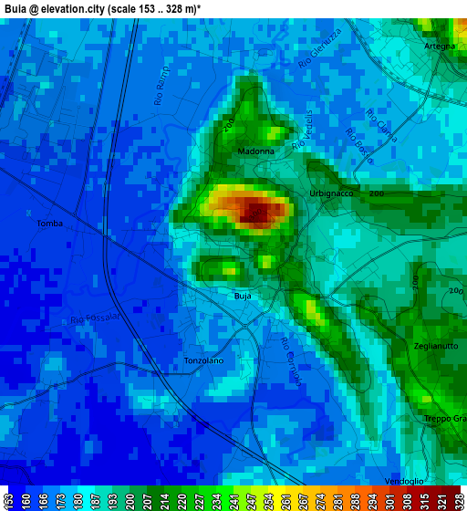 Buia elevation map