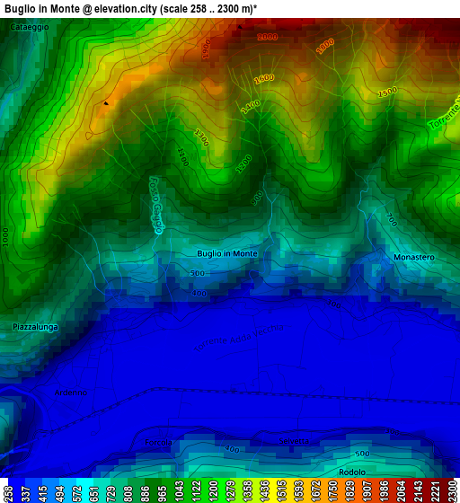 Buglio in Monte elevation map