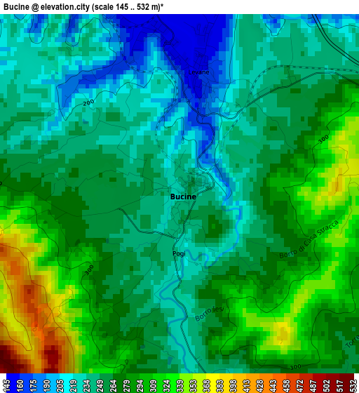 Bucine elevation map