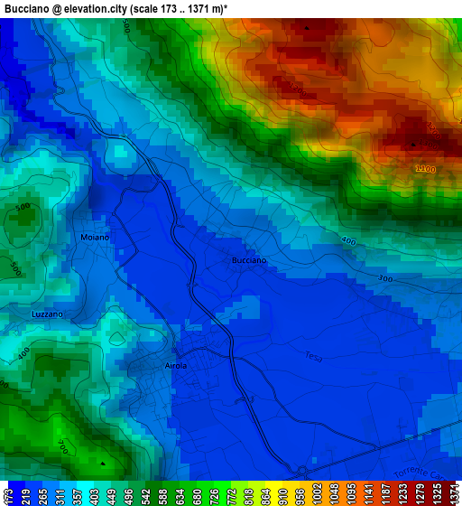 Bucciano elevation map