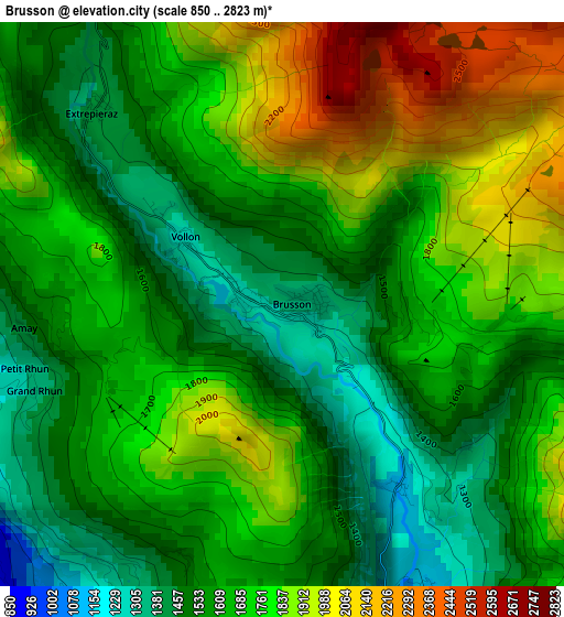 Brusson elevation map