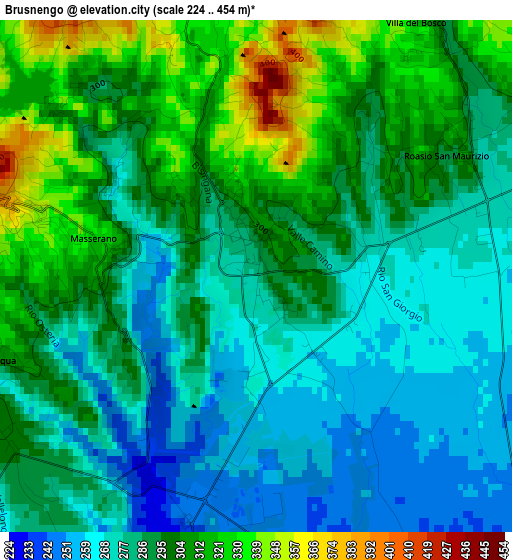 Brusnengo elevation map