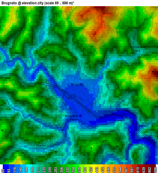 Brugnato elevation map