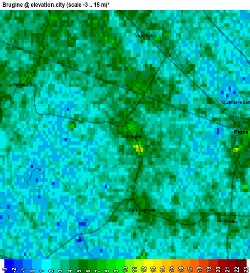 Brugine elevation map