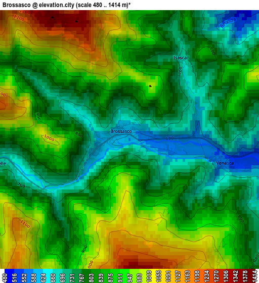 Brossasco elevation map