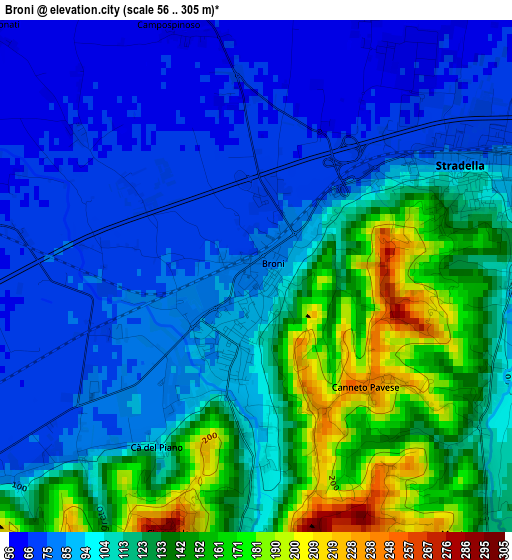 Broni elevation map