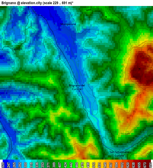 Brignano elevation map