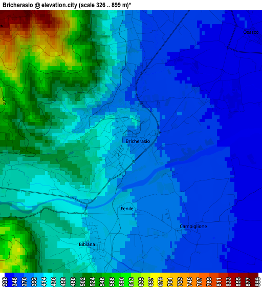 Bricherasio elevation map