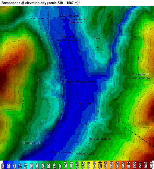 Bressanone elevation map