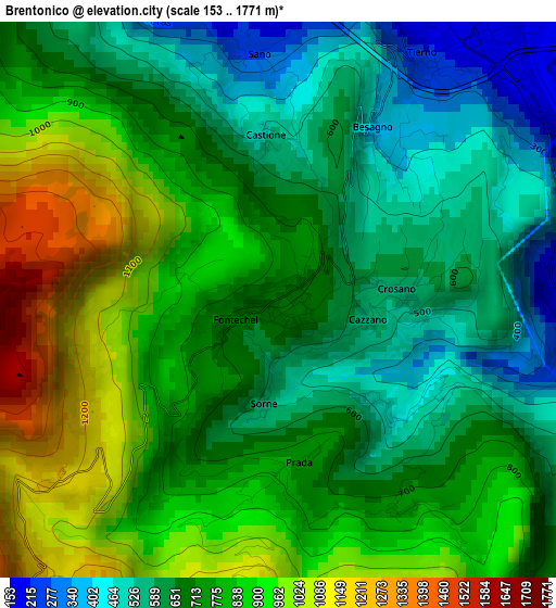 Brentonico elevation map