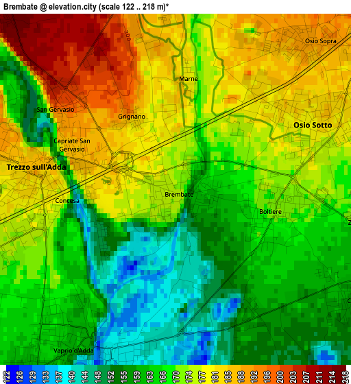 Brembate elevation map