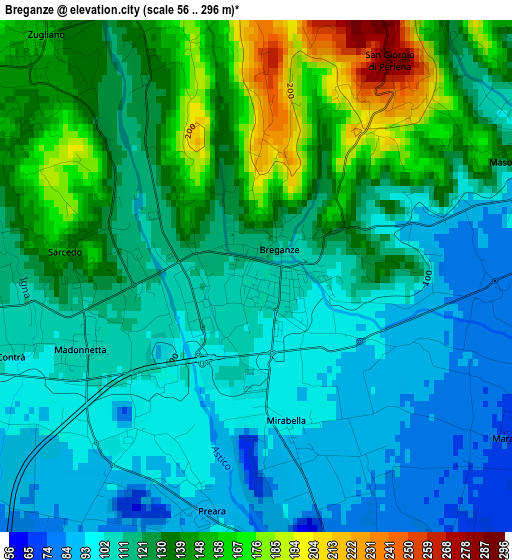 Breganze elevation map