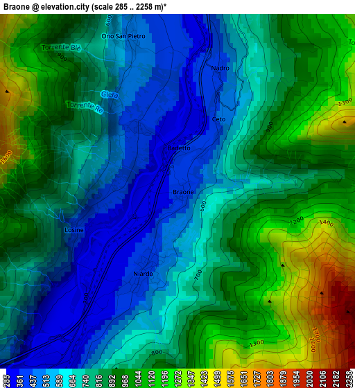 Braone elevation map