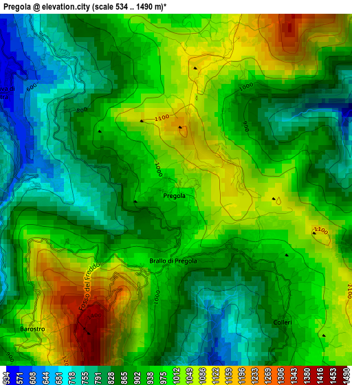 Pregola elevation map