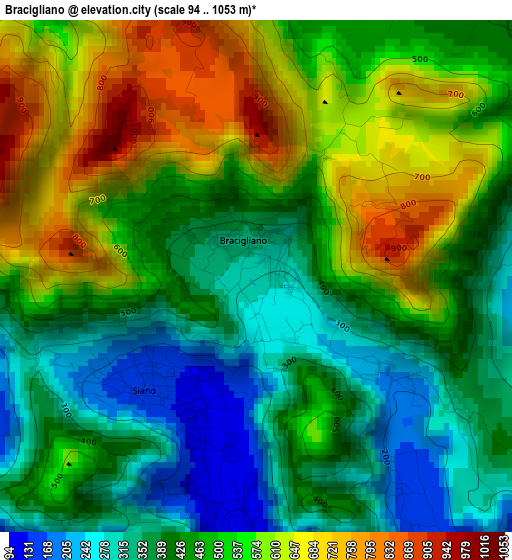 Bracigliano elevation map