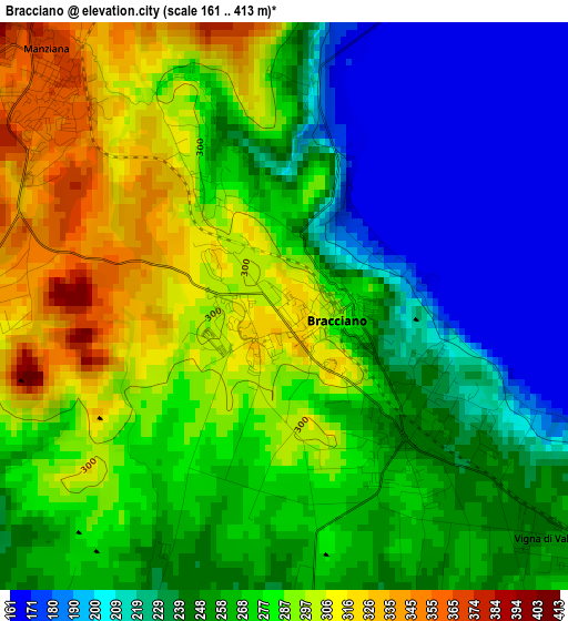 Bracciano elevation map