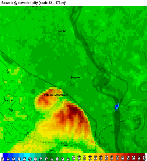 Bozzole elevation map