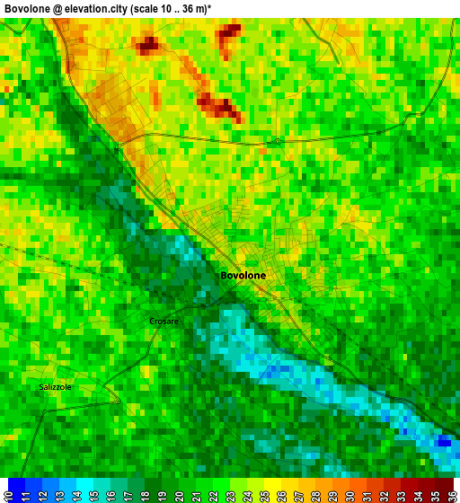 Bovolone elevation map