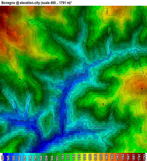 Bovegno elevation map