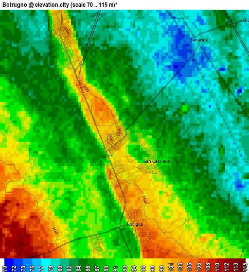 Botrugno elevation map