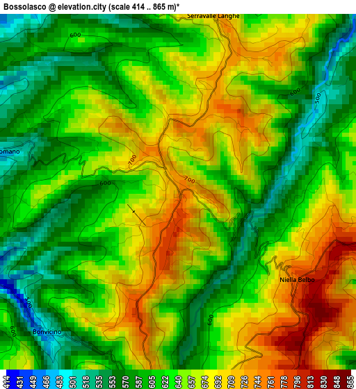 Bossolasco elevation map