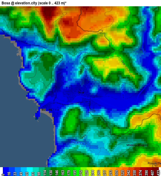 Bosa elevation map