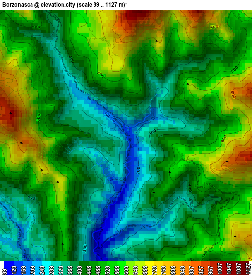 Borzonasca elevation map