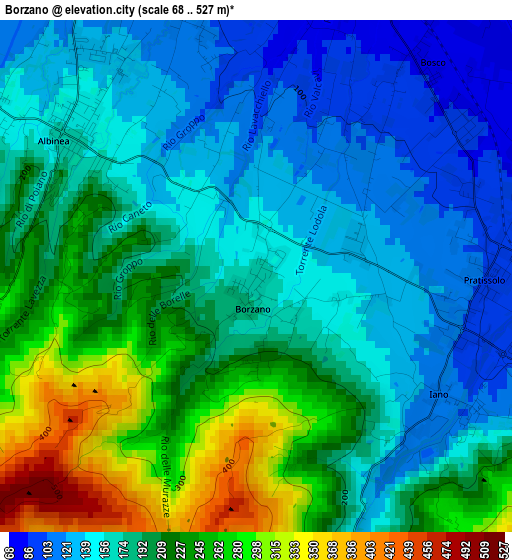 Borzano elevation map