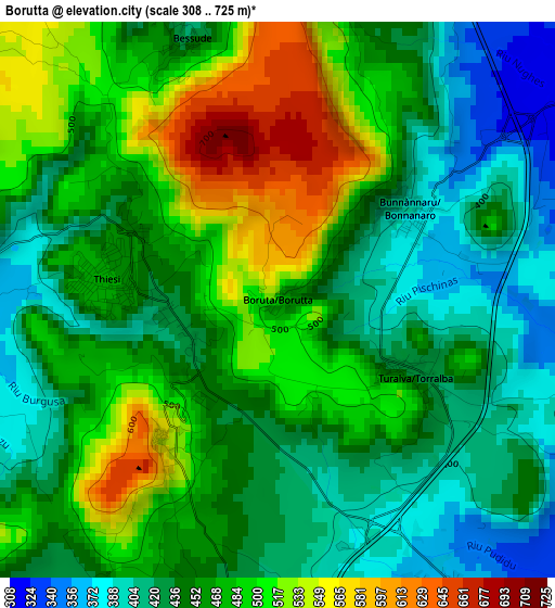 Borutta elevation map