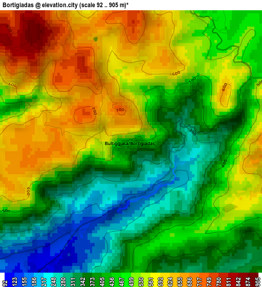 Bortigiadas elevation map