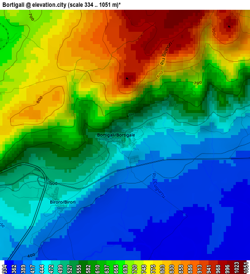 Bortigali elevation map