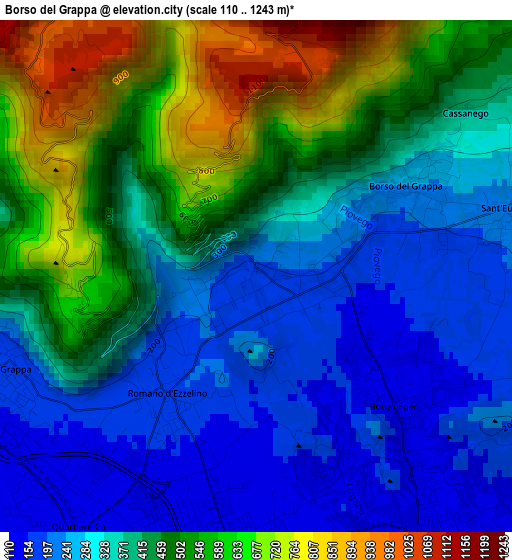 Borso del Grappa elevation map