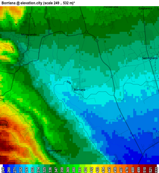 Borriana elevation map