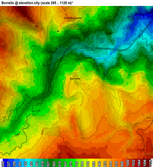 Borrello elevation map