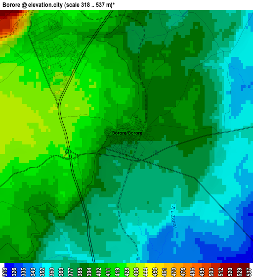 Borore elevation map