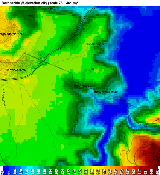 Boroneddu elevation map